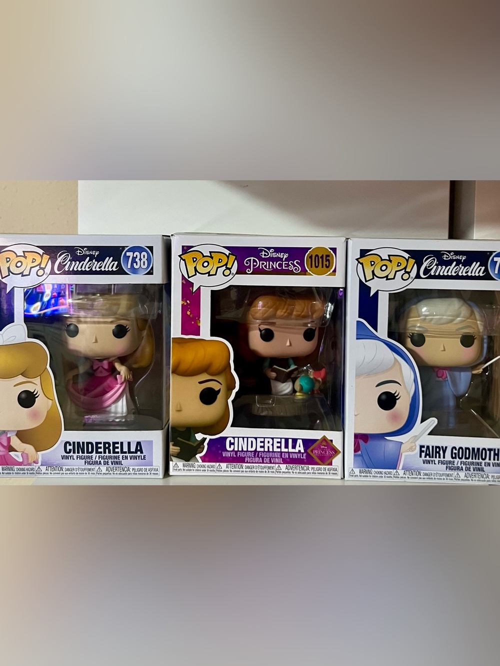 3 Limited Edition Disney Cinderella Pop! Vinyl Figure - Blue, Teal, Gold Accents
